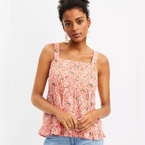 LOFT Petite Bird Tie Back Peplum Cami - Picture 3 of 3